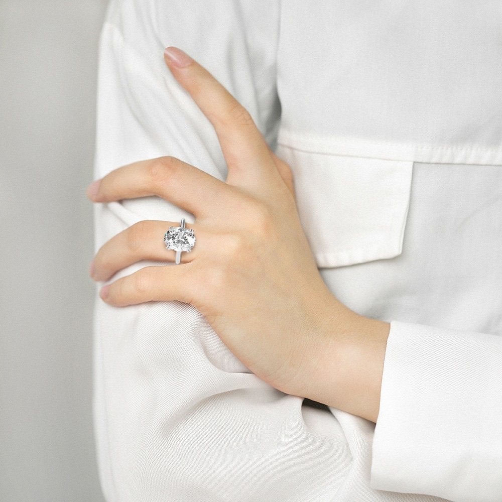 14k White Gold 5ct Crushed Ice Oval - Picture 9 of 16